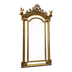 Baroque Style Full-Length Mirror With Gold Leaf Detailing