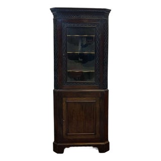 English Corner Cabinet in Walnut, Mahogany and Oak, 19th Century For Sale