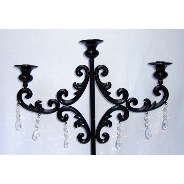 Large Gothic Deco Black Metal Crystal Candelabra Chairish