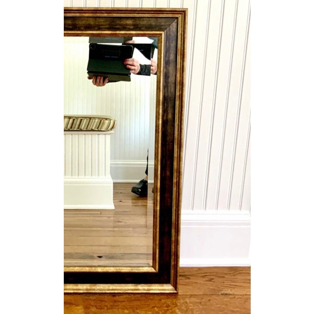 Transitional Vintage Large Framed Rectangular Wall Mirror For Sale - Image 3 of 4