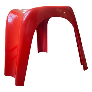 Vintage Vastill Red Molded Plastic Stool, Made in Canada For Sale
