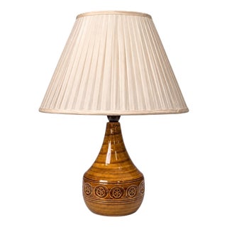 1970s Danish Modern Holbæk Keramik, Table Lamp, Orange Glazed Stoneware For Sale