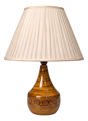 1970s Danish Modern Holbæk Keramik, Table Lamp, Orange Glazed Stoneware