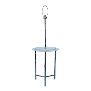 Mid-Century Chrome & Lucite Faux Bamboo Floor Lamp