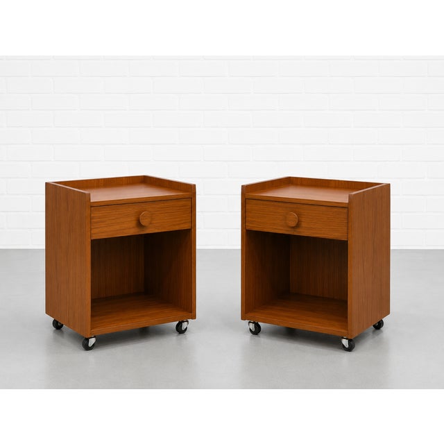Pair of Danish Mid Century Modern Teak Nightstands, C. 1960's For Sale - Image 4 of 14