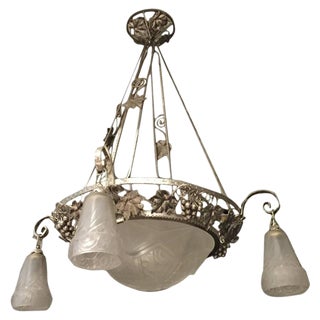 French Art Deco Chandelier With Grapes Motif For Sale