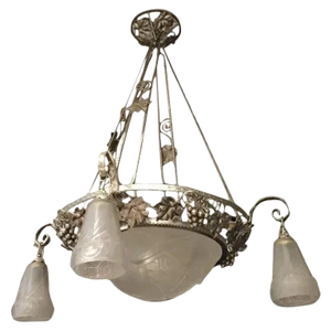 French Art Deco Chandelier With Grapes Motif