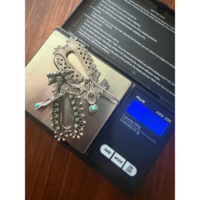 Mexican Dangle Earring Sterling Silver Turquoise Stones Barretto Matilde Poulat For Sale - Image 18 of 18