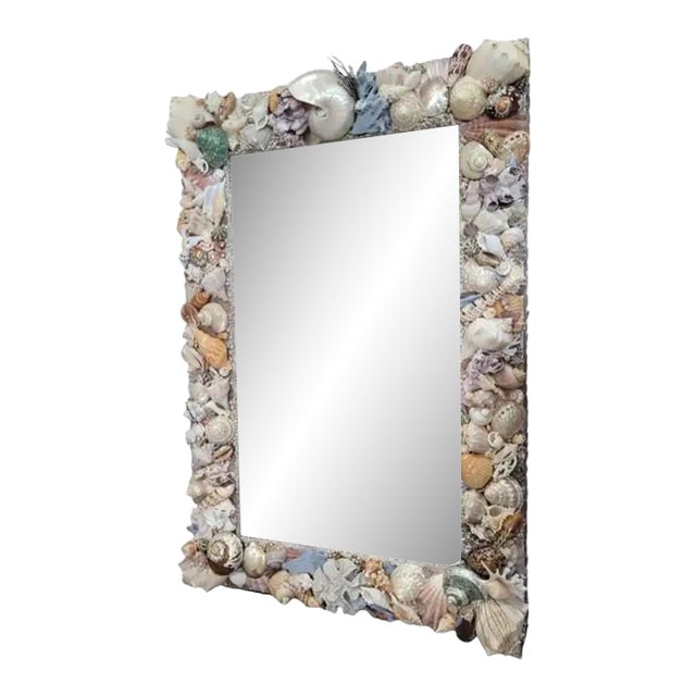 Large Artisan One-of-a-Kind Coastal Shell Mirror For Sale