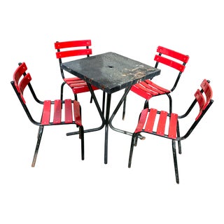 Chairs and Garden Table, 1960s, Set of 5 For Sale