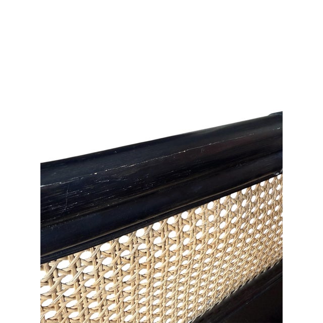 Black Ebonized Rattan and Woven Writing Desk For Sale - Image 8 of 9