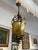 Gothic Revival Style Gilt Metal + Amber Glass Lantern Pendant, Vintage For Sale - Image 4 of 12