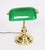 Vintage Green Glass Brass Articulated Bankers Desk Lamp For Sale - Image 3 of 9