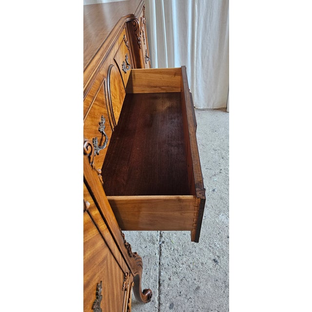 Burl Wood / Veneer Sideboard Buffet, Louis XV Style, 1930's Sideboard Cabinet For Sale - Image 16 of 18