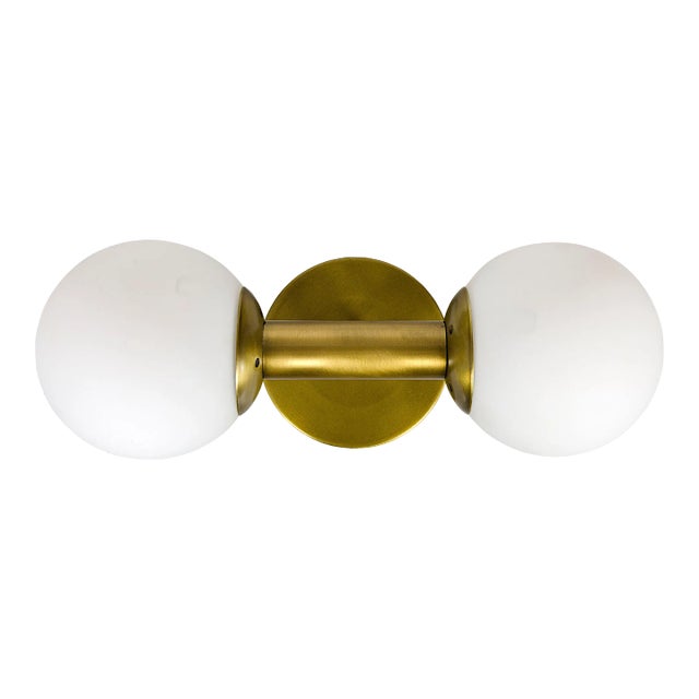 Antiope Sconce in Antique Brass in Metal and Glass For Sale