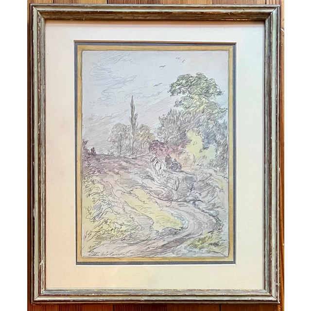 Walter Shirlaw (Scottish-American 1838 – 1909) antique 19th century mixed media watercolor painting and pencil drawing of...