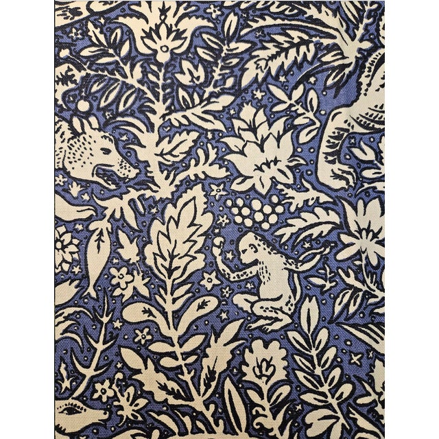 Gothic Schumacher Khan's Park Fabric Remnant in Navy - 1 Yard For Sale - Image 3 of 3