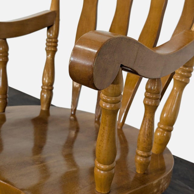 Classic Wooden Rocking Chair With Carved Backrest For Sale In San Francisco - Image 6 of 9