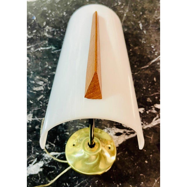 Italian Wall Lamp in Black Lacquered Brass, Acrylic Glass and Wood Finish, 1960s For Sale - Image 6 of 10