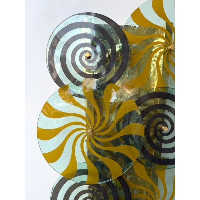 Contemporary Pair of Brass and Murano Glass Spiral Sconces, Italy For Sale - Image 9 of 14