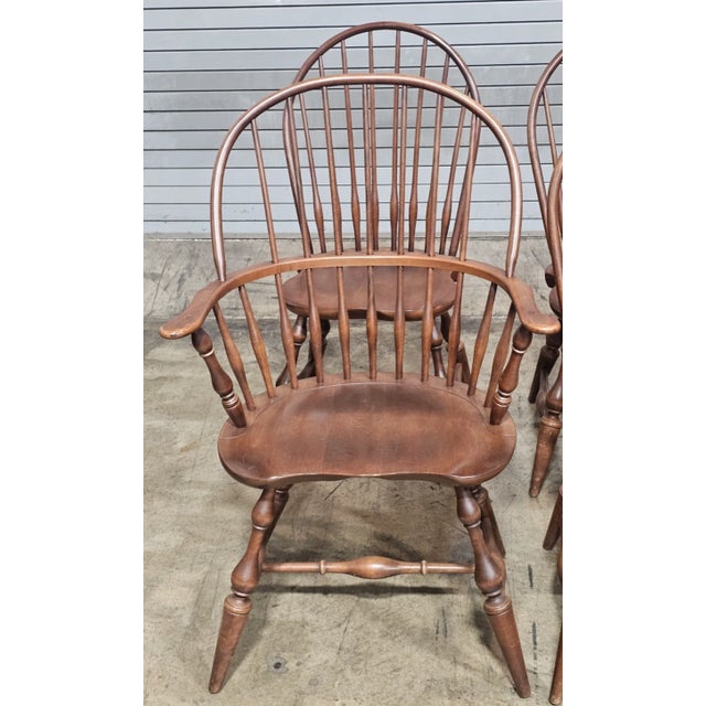 Nichols & Stone Set of 6 Nichols & Stone (Stickley) Sack Back Arm & Bow Back Side Windsor Chairs For Sale - Image 4 of 14
