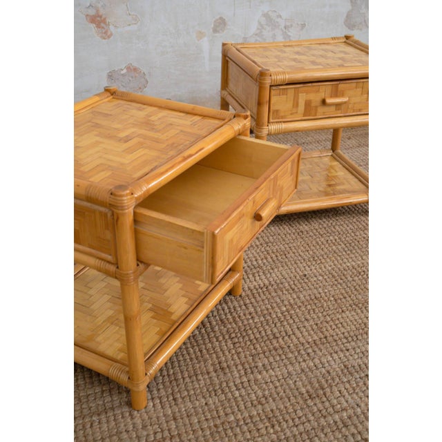Nightstands in Pressed Bamboo, 1970s, Set of 2 For Sale - Image 9 of 10