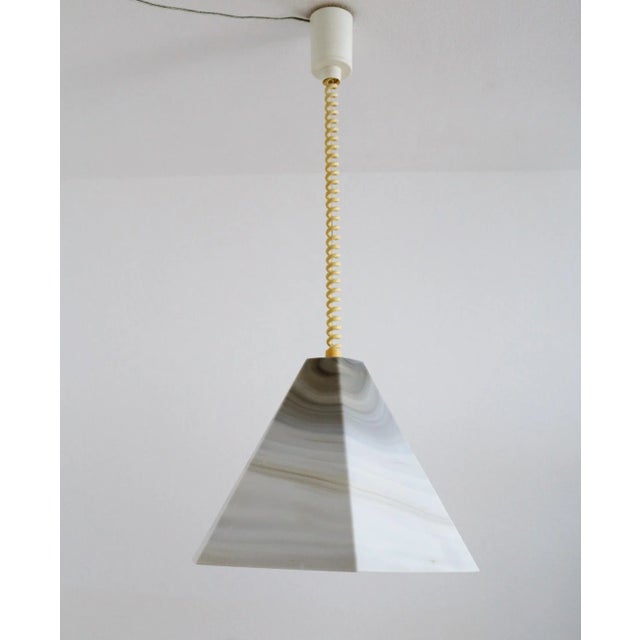 Mid-Century Pendant Lamp in Glass with Marble Effect & Curly Cable, 1970s For Sale - Image 9 of 14