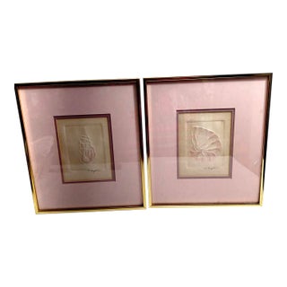 Patricia P. Hagstrom Vintage Embossed Silkscreen Prints of Ocean Seashells - Set of 2 For Sale