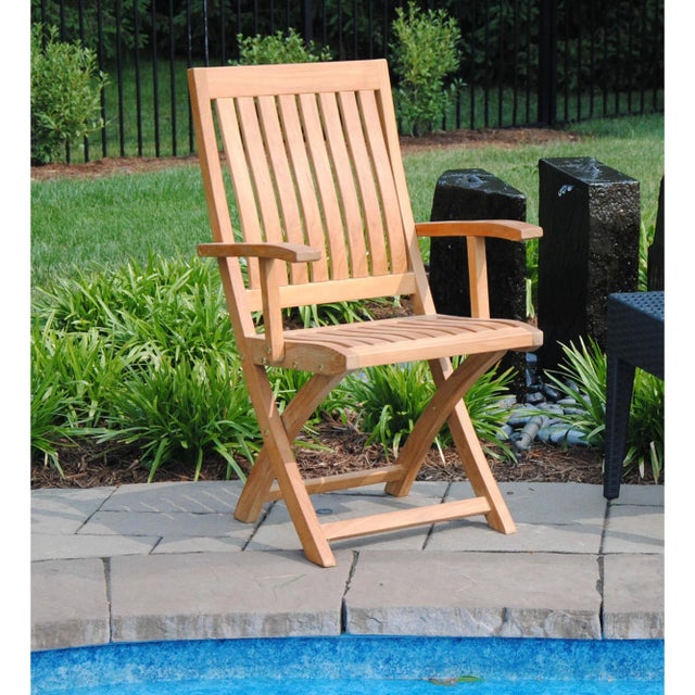 Niagara Teak Crown Folding Arm Chair For Sale - Image 10 of 12