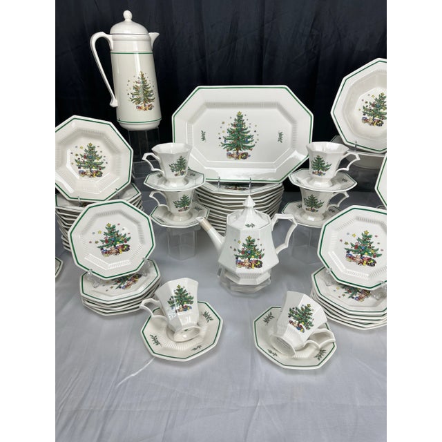 Ceramic Vintage 1990s Nikko Christmastime 77-Piece Fine Ironstone Dinnerware & Serving Set - Service for 12 For Sale - Image 7 of 13