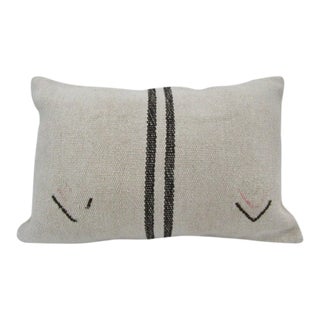 Handmade Black Striped Natural Kilim Pillow Cover For Sale