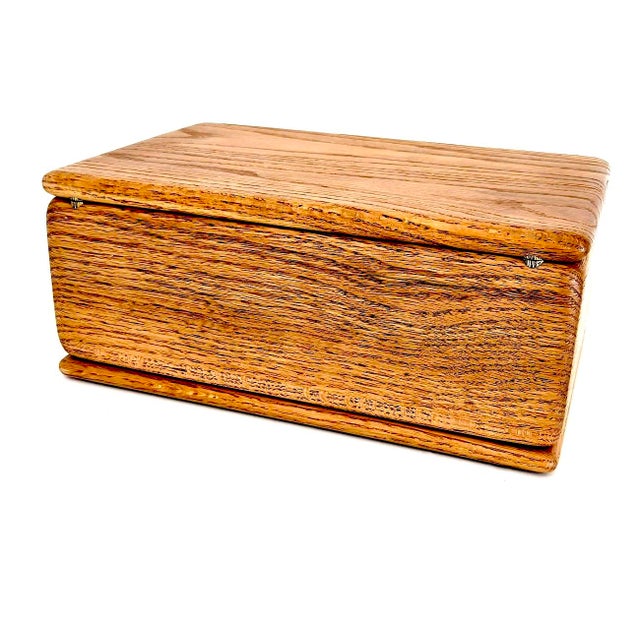 Dansk 1970s American Craftsman Oak Wood Jewelry Box With Drawer For Sale - Image 4 of 16