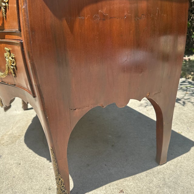 18th C Marble Top Bombe Commode With Gilt Bronze Hardware Dresser For Sale - Image 9 of 12