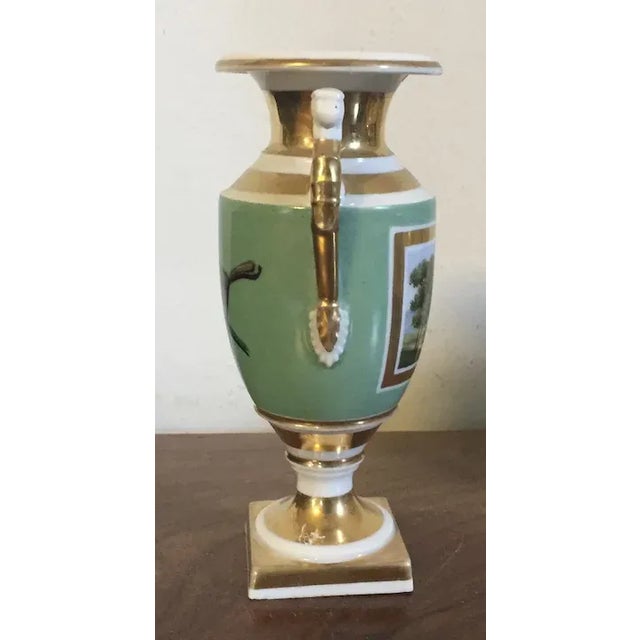 1820 French Empire Porcelain Vase Decorated with Landscape Scene and Trophies For Sale - Image 10 of 13