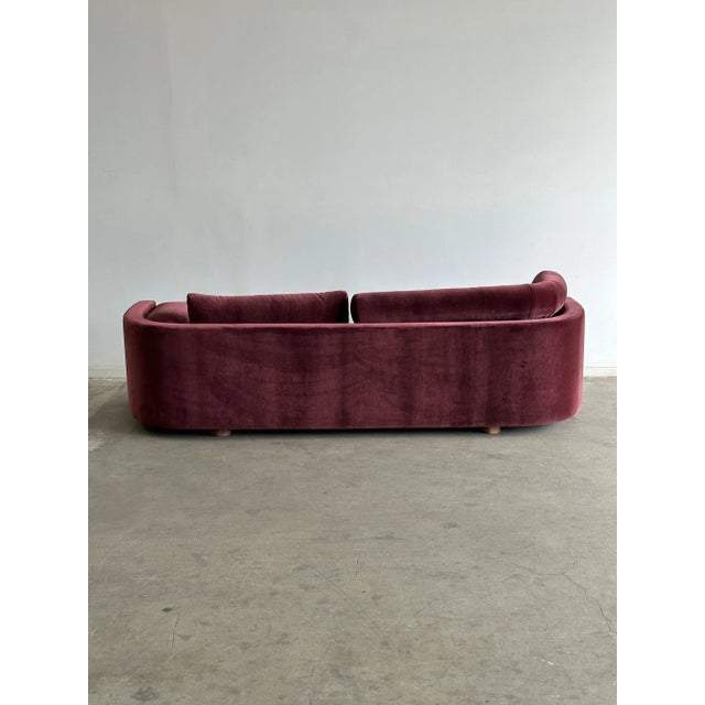 1990s Post Modern Sofa in Burgundy Velvet For Sale - Image 9 of 14