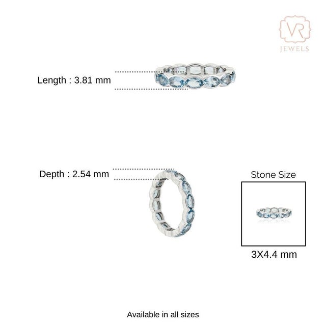 2.47 Carat Aquamarine Boho Chic Eternity Band Ring Size 5.5 in 14k White Gold For Sale - Image 12 of 16