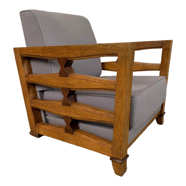 1950's French Oak Petite Lounge Chair For Sale