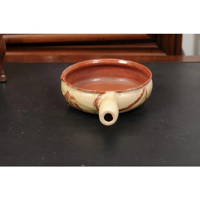 French 19th Century Glazed Pottery Serving Dish with Terracotta and Gold Glaze For Sale In Atlanta - Image 6 of 12
