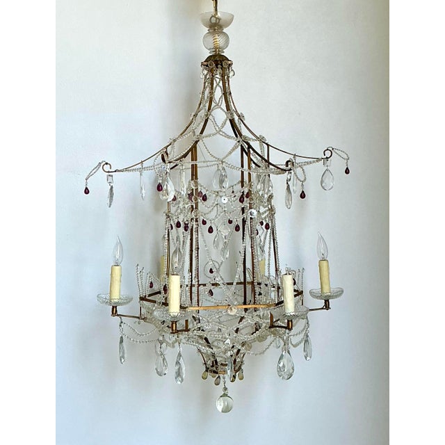 Vintage Swag Crystals Pagoda Chandelier For Sale - Image 11 of 12