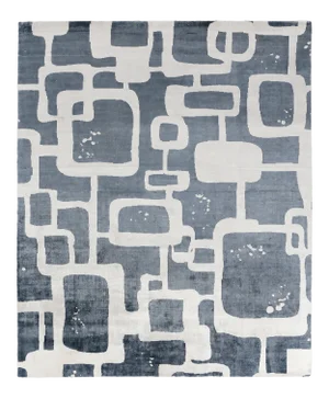 Bridgewater Hand loom Bamboo/Silk Navy Blue/Ivory/Multi Rug-9'x12"