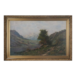 19th Century Original Hudson River School Landscape - Fishing in Sierras by Ransom Gillet Holdridge For Sale