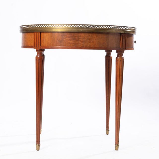 Mid 20th Century Round Table With Brass Gallery and Brass Top Feet For Sale - Image 6 of 10