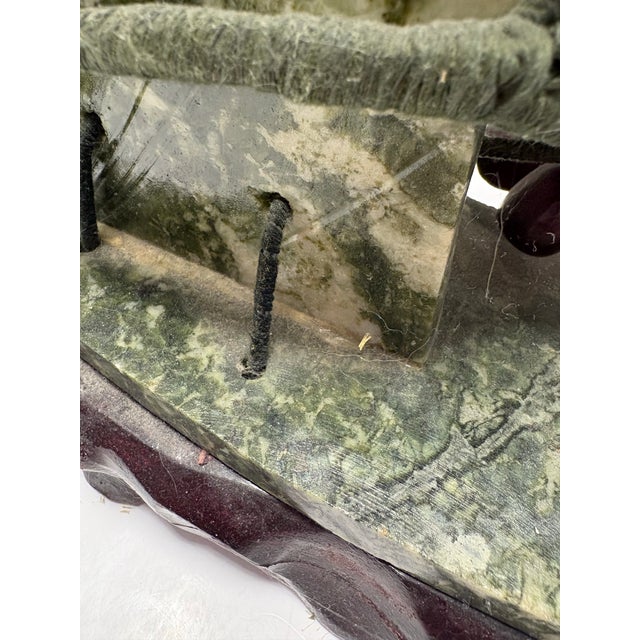 Vintage Chinoiserie Asian Hardstone Grape Vine Sculpture on Carved Wood Base Statement Sculpture For Sale In Indianapolis - Image 6 of 12