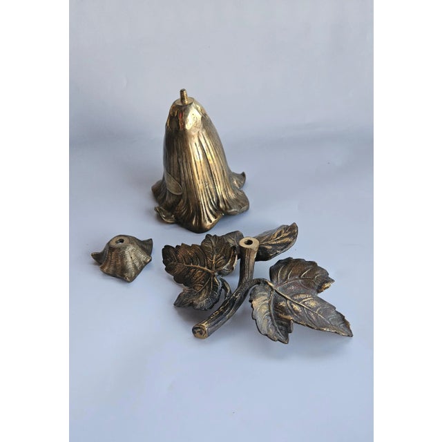 Brass Vintage Mid 20th Century Brass Morning Glory Shaped Flower Vase Made in Hong Kong For Sale - Image 8 of 12