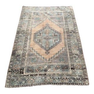 Turkish Tribal Floor Faded Oushak Rug - 3′8″ × 5′5″ For Sale