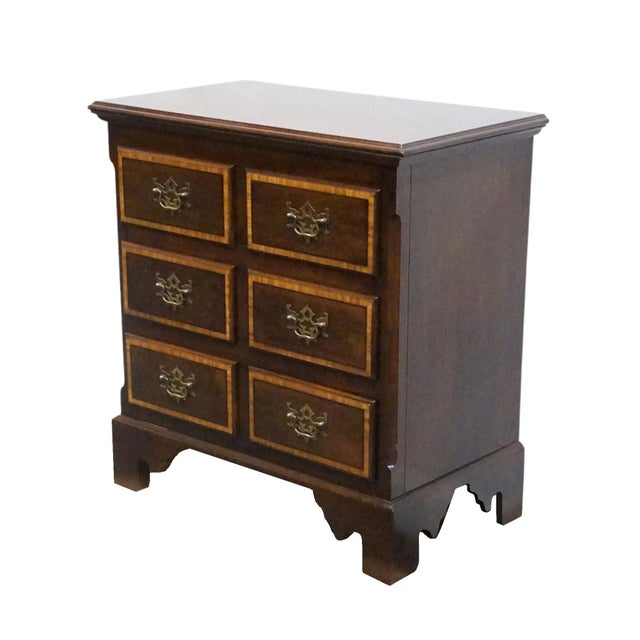 HIGH END VINTAGE Banded Mahogany Traditional Chippendale Style 30" Nightstand w. Jewelry Storage 31.5" High 30" Wide 17"...