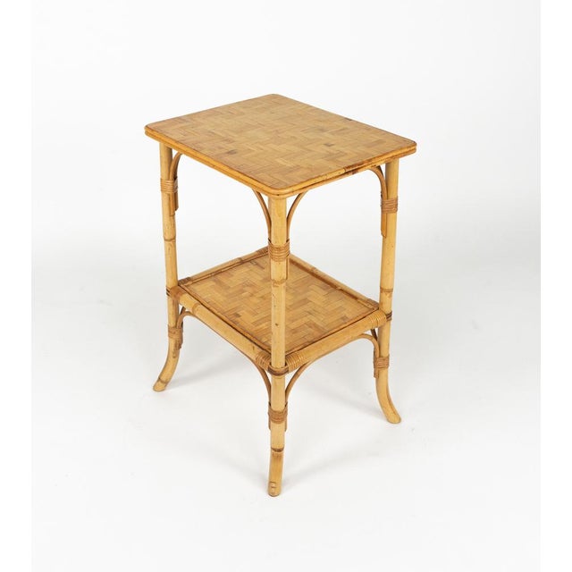 Mid-Century Rattan and Bamboo Side Table in the style of Vivai del Sud, Italy, 1970s For Sale - Image 11 of 17