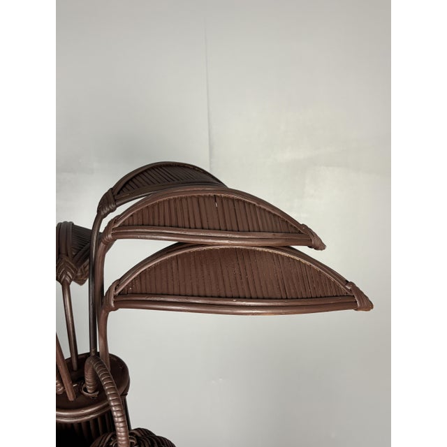 Pencil Reed Rattan Palm Tree Table Lamp in the style of Mario Lopez Torres, 1970s For Sale - Image 4 of 17