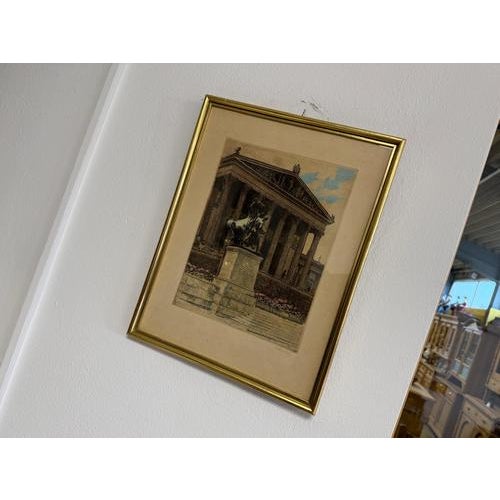 Temple Construction, Color Lithograph on Paper, Framed For Sale - Image 6 of 9