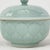 Celadon Vintage Chinese Celadon Green Lotus Flower Carved Porcelain Covered Bowl For Sale - Image 8 of 13